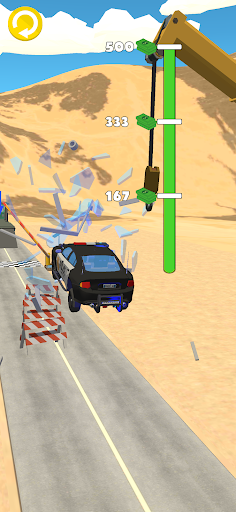 A thrilling scene of cars smashing into each other in a high-speed chase, capturing the excitement and chaos of Car Smash 3D.