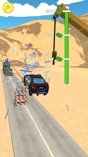 A thrilling scene of cars smashing into each other in a high-speed chase, capturing the excitement and chaos of Car Smash 3D.