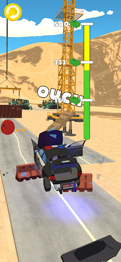 A thrilling scene of cars smashing into each other in a high-speed chase, capturing the excitement and chaos of Car Smash 3D.