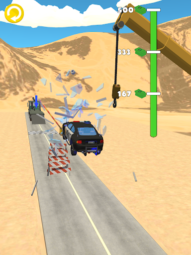 A thrilling scene of cars smashing into each other in a high-speed chase, capturing the excitement and chaos of Car Smash 3D.