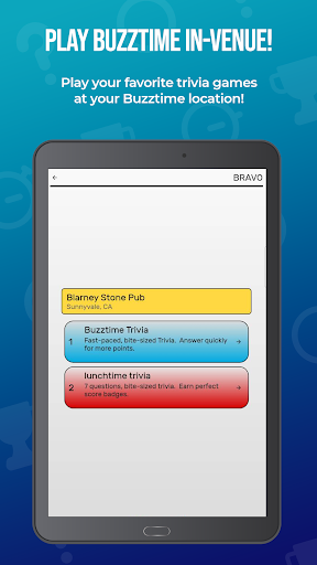 Engaging with Buzztime Trivia for an exciting knowledge challenge.