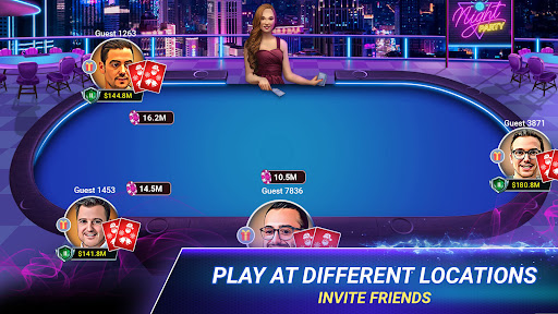 A vibrant, high-energy poker game table with players intensely focused on their cards, symbolizing the excitement and strategic depth of the Poker App experience.