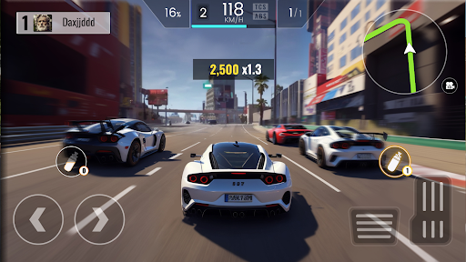 A thrilling scene of a car racing through a dynamic track, embodying the excitement and adrenaline of mobile racing games.