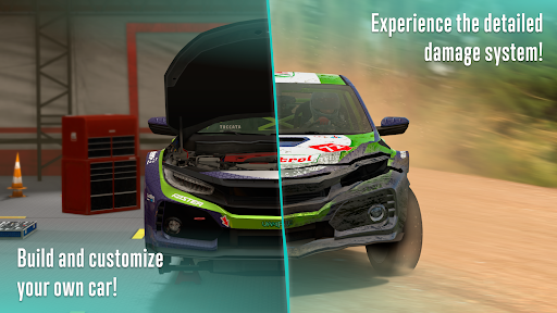 An exhilarating rally race car speeding through a rugged offroad terrain, capturing the thrill and intensity of rally racing.