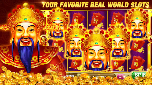 A thrilling moment in the virtual world of casino games, capturing the excitement and anticipation of spinning the reels on a mobile device.