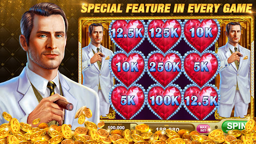 A thrilling moment in the virtual world of casino games, capturing the excitement and anticipation of spinning the reels on a mobile device.