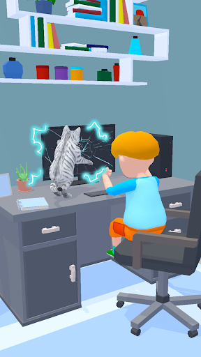 A whimsical cat exploring a colorful virtual world, embodying curiosity and adventure.