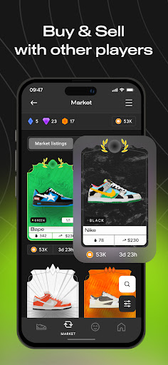 Excited sneaker enthusiasts engaging with the Sneaker Packs App, exploring vibrant sneaker collections and connecting with a global community.