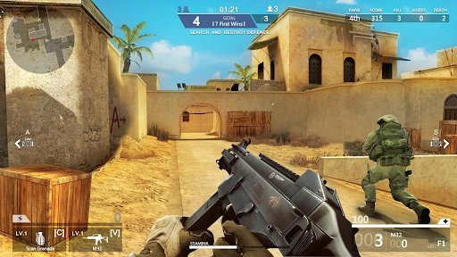 A thrilling and intense action-packed shooting game on a mobile platform, showcasing dynamic environments and immersive gameplay.