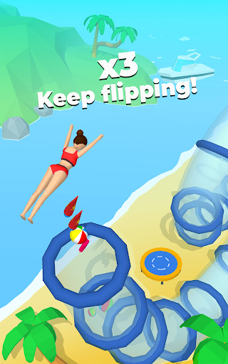 A thrilling and exciting moment captured in mid-air, representing the adrenaline rush and skillful flips in the Flip Jump Stack game.