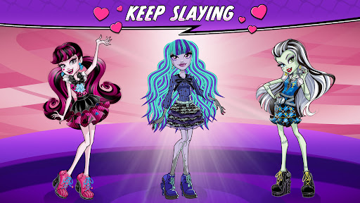 A spooky yet whimsical illustration depicting the Monster High characters in a vibrant, fun, and engaging gaming world, capturing the essence of supernatural teenage adventures.