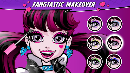 A spooky yet whimsical illustration depicting the Monster High characters in a vibrant, fun, and engaging gaming world, capturing the essence of supernatural teenage adventures.