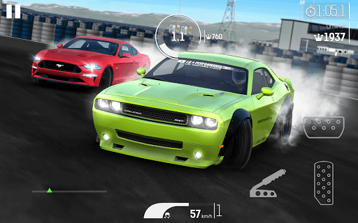 A thrilling race in Nitro Nation Online, showcasing high-speed cars and vibrant visuals, capturing the adrenaline rush of competitive racing.