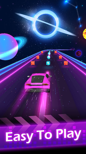 A vibrant and energetic scene of a player navigating a colorful track in Beat Racing: Dancing Smash Hop, capturing the excitement and rhythm of the game.