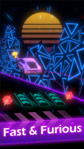 A vibrant and energetic scene of a player navigating a colorful track in Beat Racing: Dancing Smash Hop, capturing the excitement and rhythm of the game.