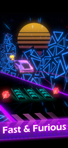 A vibrant and energetic scene of a player navigating a colorful track in Beat Racing: Dancing Smash Hop, capturing the excitement and rhythm of the game.