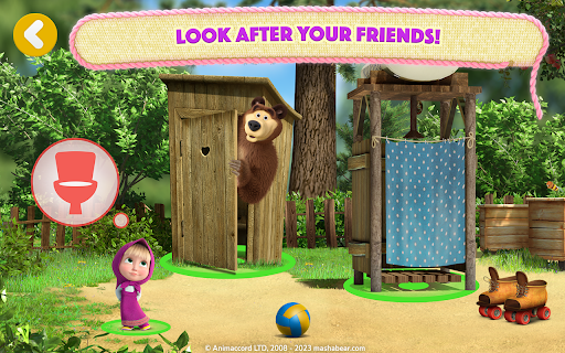 A joyful child playing the Masha and The Bear app, immersed in a world of fun and learning.