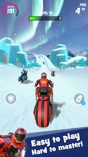 A thrilling scene of a dinosaur-themed motorbike race, capturing the excitement and adventure of Moto Race Master.