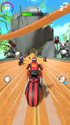 A thrilling scene of a dinosaur-themed motorbike race, capturing the excitement and adventure of Moto Race Master.