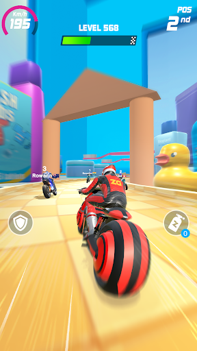 A thrilling scene of a dinosaur-themed motorbike race, capturing the excitement and adventure of Moto Race Master.