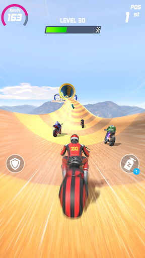 A thrilling scene of a dinosaur-themed motorbike race, capturing the excitement and adventure of Moto Race Master.