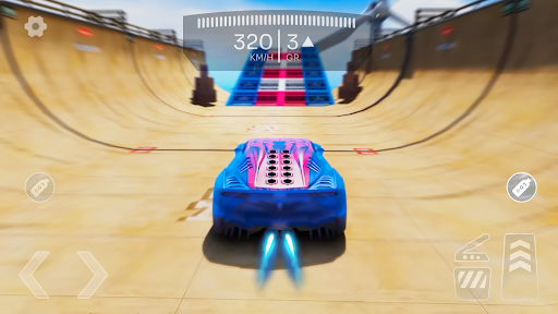 Thrilling adventure of car stunts on a mega ramp, capturing the excitement and adrenaline rush of high-speed racing challenges.