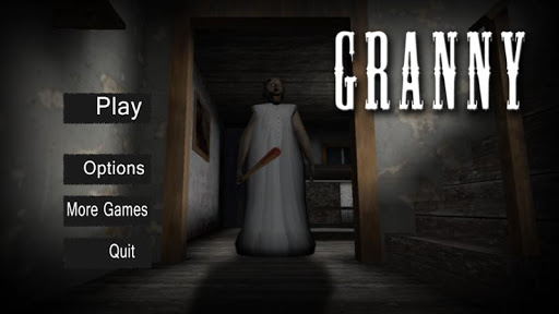 A suspenseful and eerie atmosphere filled with shadows, representing the terrifying and thrilling escape room challenge of Granny Game.