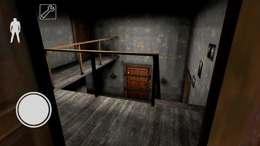 A suspenseful and eerie atmosphere filled with shadows, representing the terrifying and thrilling escape room challenge of Granny Game.