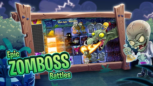 A thrilling battle between colorful plants and quirky zombies, depicting the exciting and humorous theme of Plants vs Zombies 2.