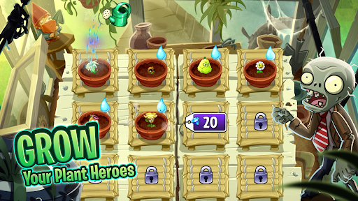 A thrilling battle between colorful plants and quirky zombies, depicting the exciting and humorous theme of Plants vs Zombies 2.