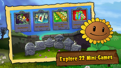 A vibrant and humorous battle scene from Plants vs Zombies, showcasing quirky plants defending against a wave of funny, animated zombies. A playful depiction of strategy and defense in a colorful garden setting.