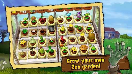 A vibrant and humorous battle scene from Plants vs Zombies, showcasing quirky plants defending against a wave of funny, animated zombies. A playful depiction of strategy and defense in a colorful garden setting.