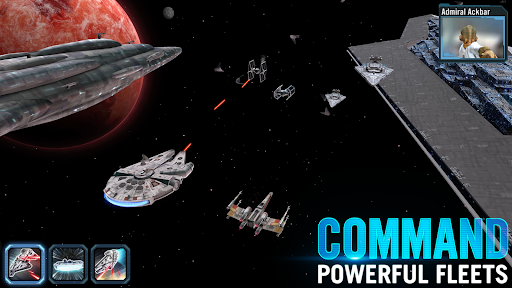 A thrilling Star Wars battle scene, capturing the excitement and strategy of Galaxy of Heroes.