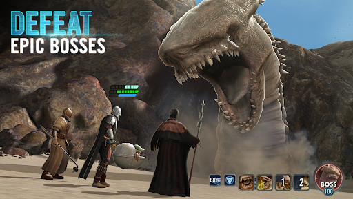 A thrilling Star Wars battle scene, capturing the excitement and strategy of Galaxy of Heroes.