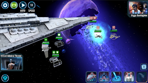 A thrilling Star Wars battle scene, capturing the excitement and strategy of Galaxy of Heroes.