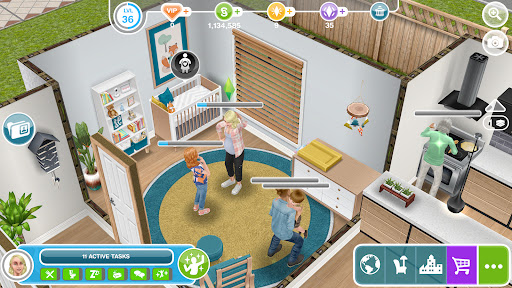 A vibrant and engaging depiction of a Sims FreePlay virtual world, illustrating the game's rich simulation features and creative potential.