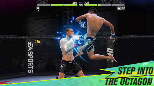 An intense UFC fighter ready for action, capturing the adrenaline and excitement of MMA gaming.