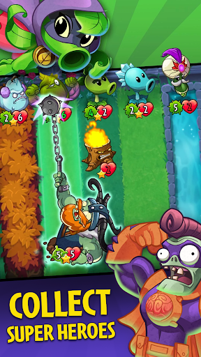 A vibrant battle scene in Plants vs Zombies Heroes, filled with colorful characters and dynamic action, capturing the excitement and strategy of the game.