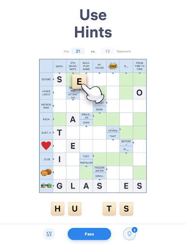 A person joyfully solving a crossword puzzle on a tablet, surrounded by a thoughtful, calm atmosphere, symbolizing the fun and cognitive challenge of word games.