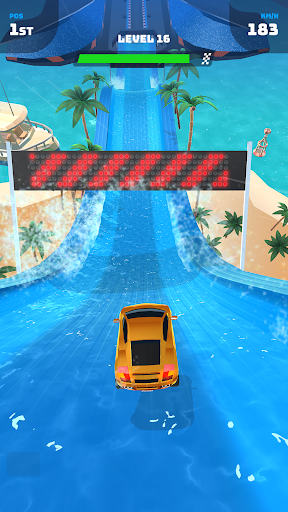 An exhilarating car racing scene, capturing the thrill, speed, and excitement of Race Master 3D, with vibrant colors and action-packed visuals to engage the viewer emotionally.