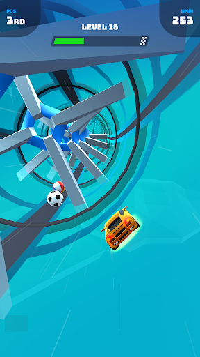 An exhilarating car racing scene, capturing the thrill, speed, and excitement of Race Master 3D, with vibrant colors and action-packed visuals to engage the viewer emotionally.