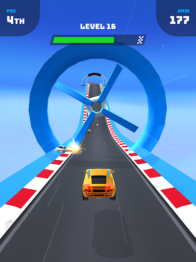 An exhilarating car racing scene, capturing the thrill, speed, and excitement of Race Master 3D, with vibrant colors and action-packed visuals to engage the viewer emotionally.