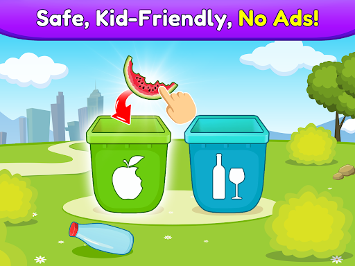 A joyful toddler engaged in an educational game, learning with colorful graphics and cheerful sounds.