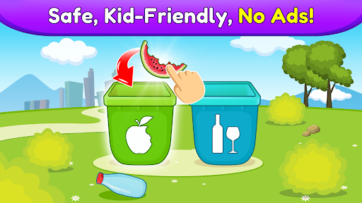 A joyful toddler engaged in an educational game, learning with colorful graphics and cheerful sounds.