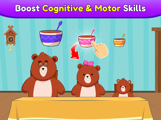 A joyful toddler engaged in an educational game, learning with colorful graphics and cheerful sounds.