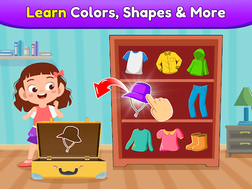 A joyful toddler engaged in an educational game, learning with colorful graphics and cheerful sounds.