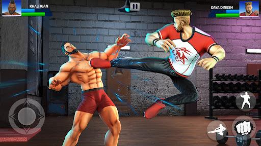 A dynamic and intense scene from the Gym Fighting Game, capturing the essence of action and strategy as fighters face off in a detailed arena.