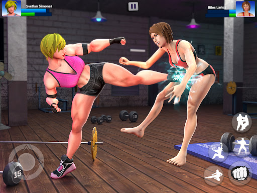 A dynamic and intense scene from the Gym Fighting Game, capturing the essence of action and strategy as fighters face off in a detailed arena.