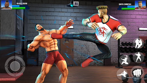 A dynamic and intense scene from the Gym Fighting Game, capturing the essence of action and strategy as fighters face off in a detailed arena.