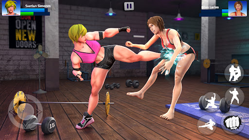 A dynamic and intense scene from the Gym Fighting Game, capturing the essence of action and strategy as fighters face off in a detailed arena.